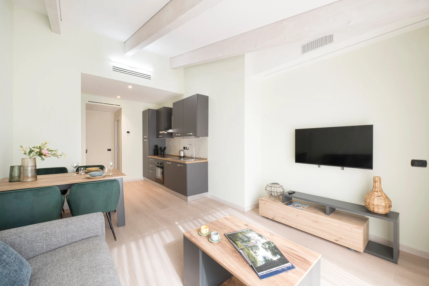 Living room and equipped kitchen